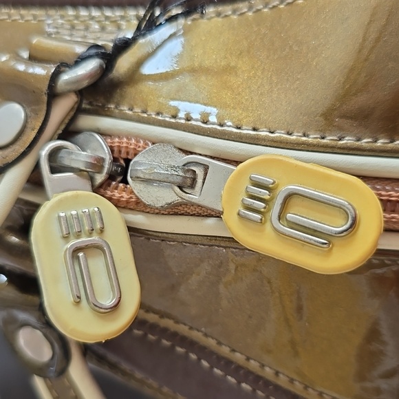 NWT Vintage Alaluna 1990s Brown & Tan Leather Football Retro Rare Y2K Mini Bag - Picture 4 of 9